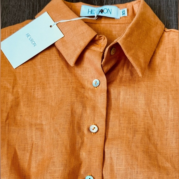 HEVRON***Sabine Orange Linen Crop Top****XS,Sm. $248 - Picture 3 of 7